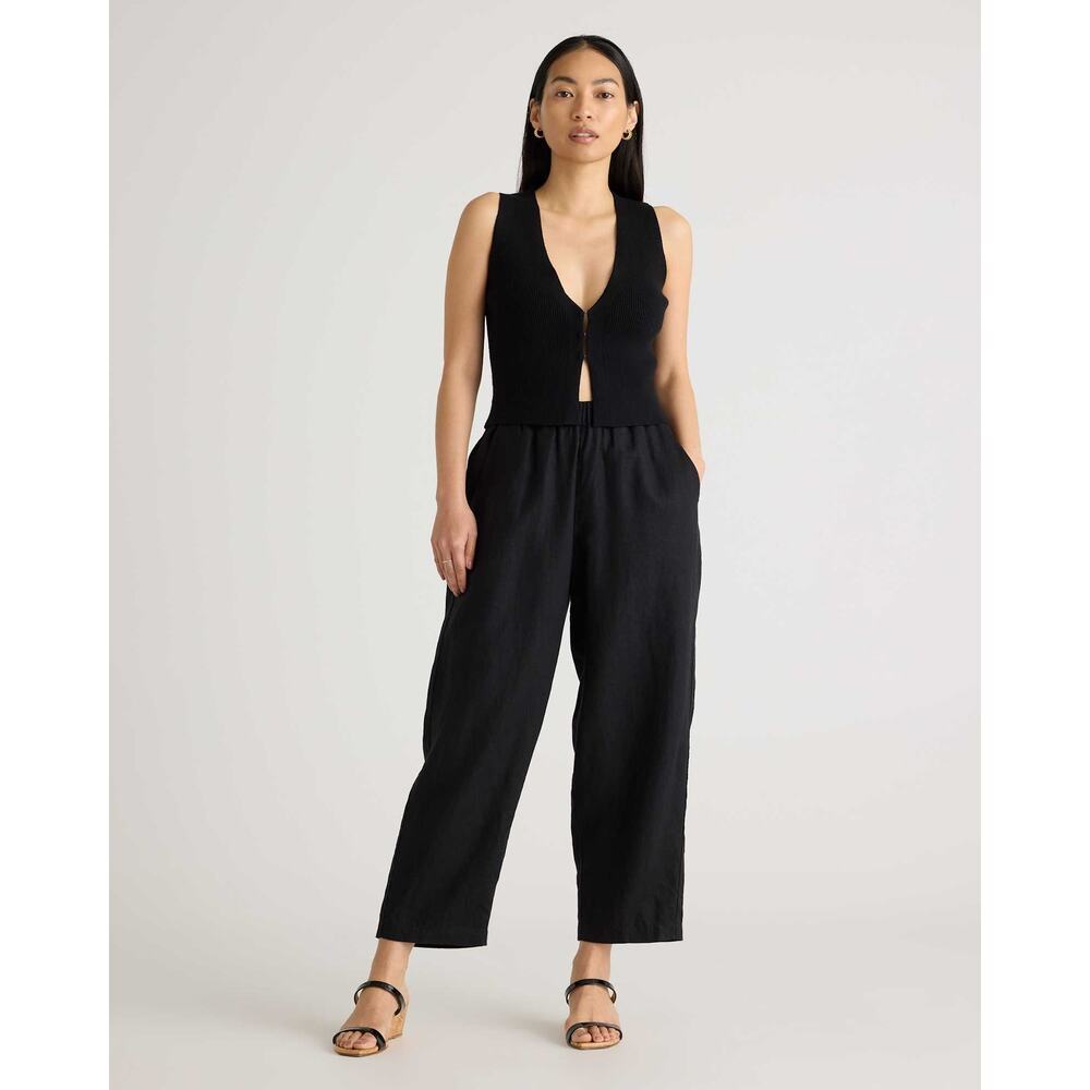 NWT Quince 100% European Linen Pants Black L - Picture 4 of 4